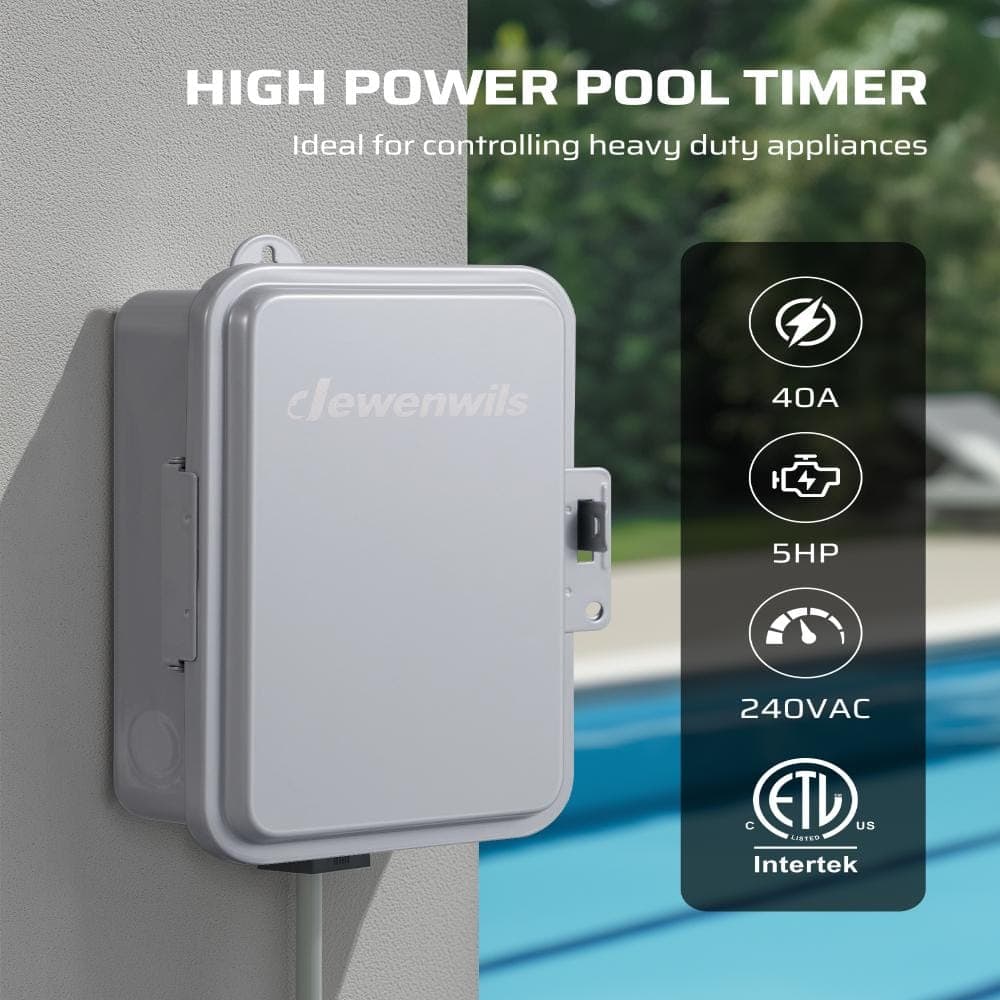 DEWENWILS 40 Amp 120VAC 24-Hour Outdoor Mechanical Timer with Plastic Box (2)