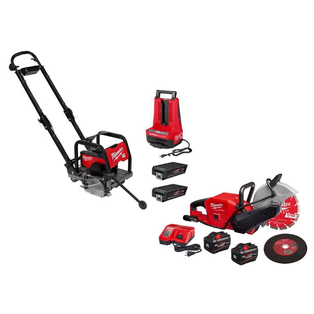 Milwaukee MX FUEL Lithium-Ion 6 in. Green Concrete Saw Kit with (2) FORGE XC8. 0 Batteries, MX FUEL Super Charger &Cut Off Saw