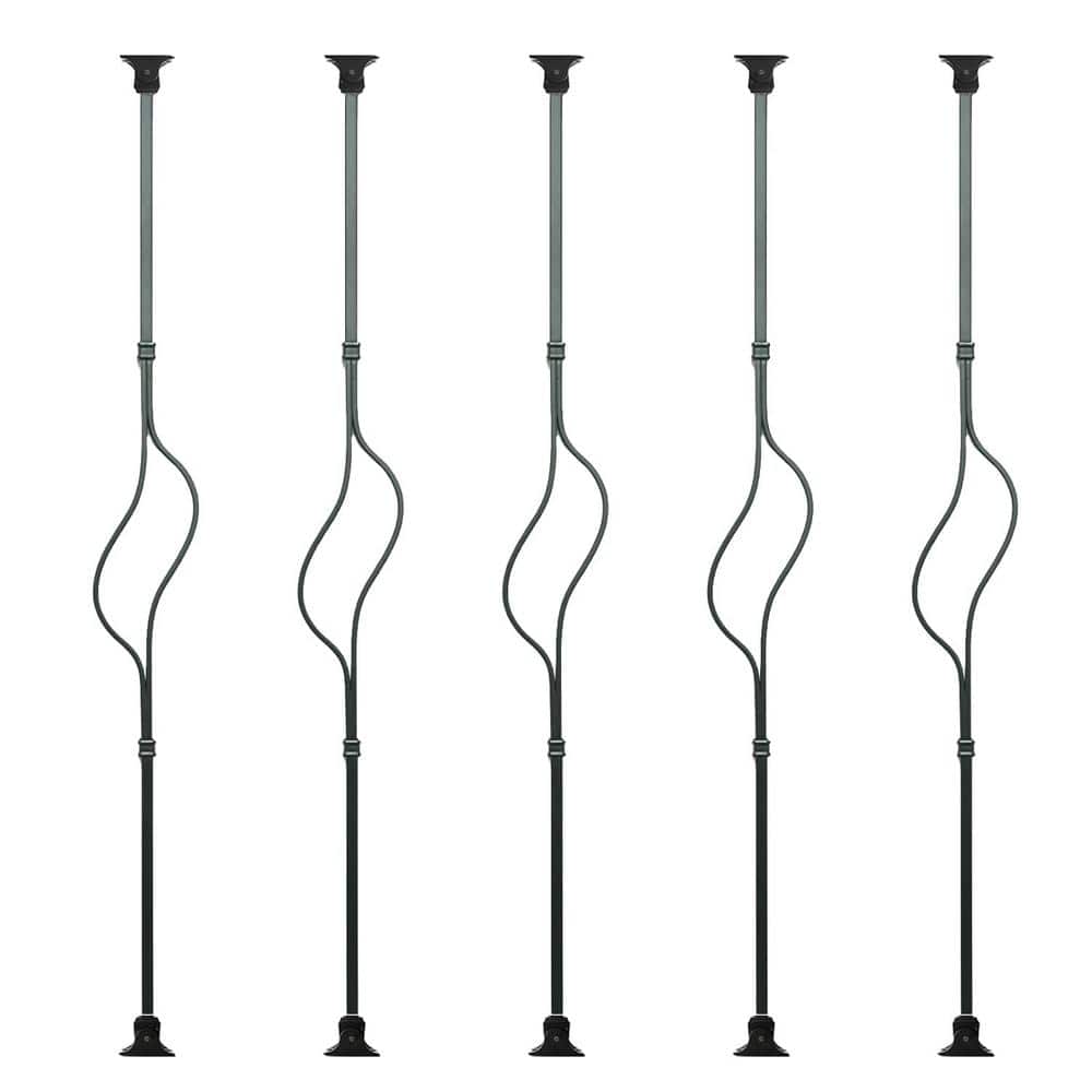 Afoxsos 44 in. x 4 in. Iron Crescent Balusters and Swivel Shoes-(5-Pack) (1)