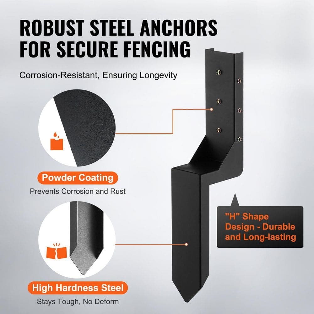 SVOPES Fence Post Anchor Repair Kit, 4-Pack, 3.5 x 3.5 in. Steel Stakes, Ground Spike for Tilted and Broken Wood Fence, Black (3)