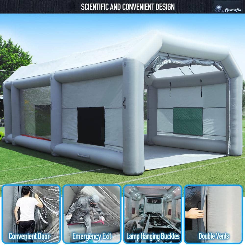 WRIGHTMASTER 20 ft. x 10 ft. x 8.5 ft. Portable Inflatable Paint Booth with Blowers (480W and 750W) and Air Filter System (2)