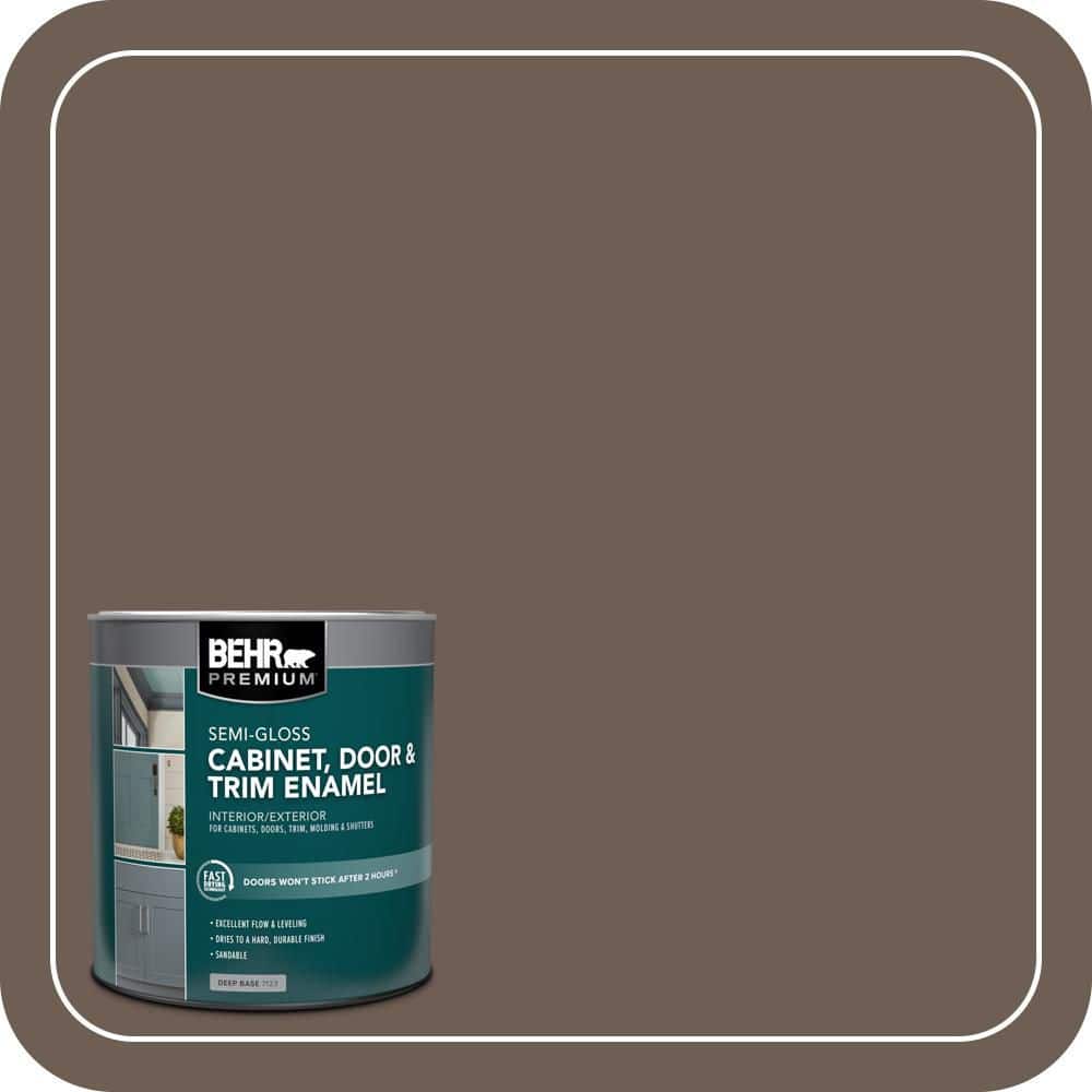 BEHR PREMIUM 1 qt. #N210-6 Swiss Brown Semi-Gloss Enamel Interior/Exterior Cabinet, Door & Trim Paint