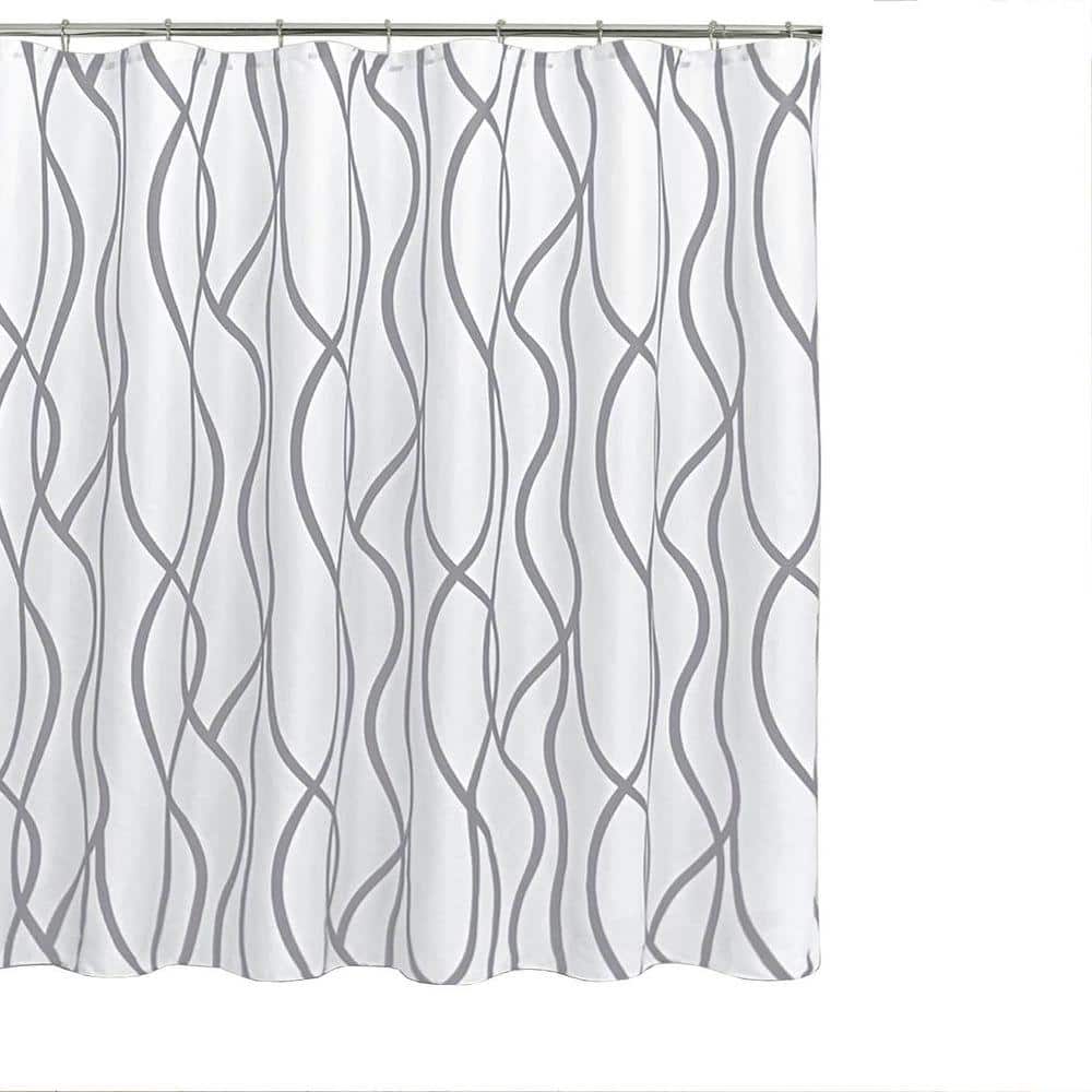 Unbranded Modern Striped Design 72 in. W x 72 in. L Fabric Shower Curtain Linen in Silver Grey