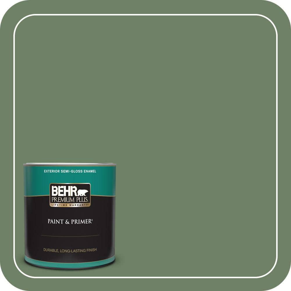 BEHR PREMIUM PLUS 1 qt. #S390-6 Cliffside Park Semi-Gloss Enamel Exterior Paint & Primer