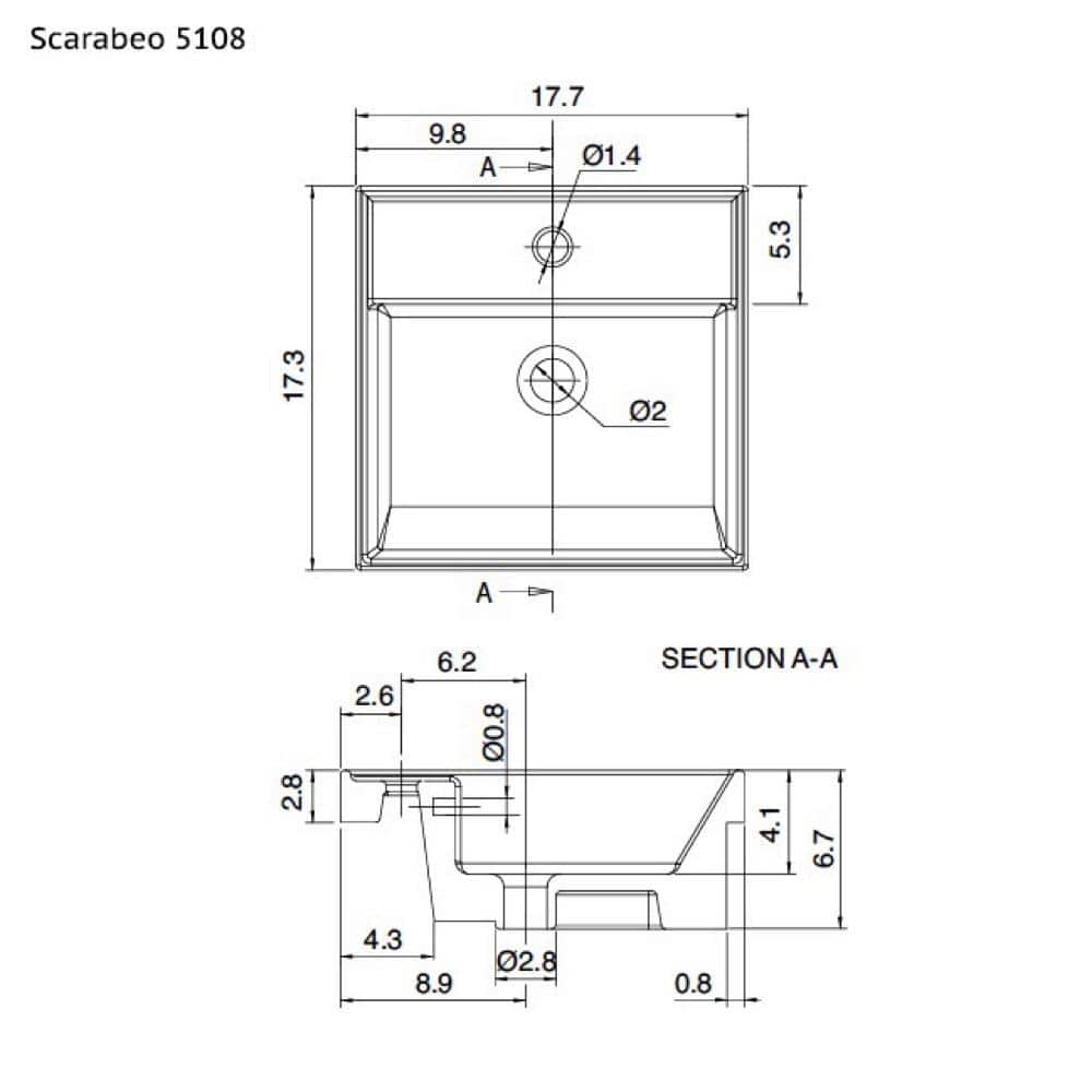 Nameeks Teorema Drop-in Bathroom Sink in Whitewith 3 Faucet Holes (2)