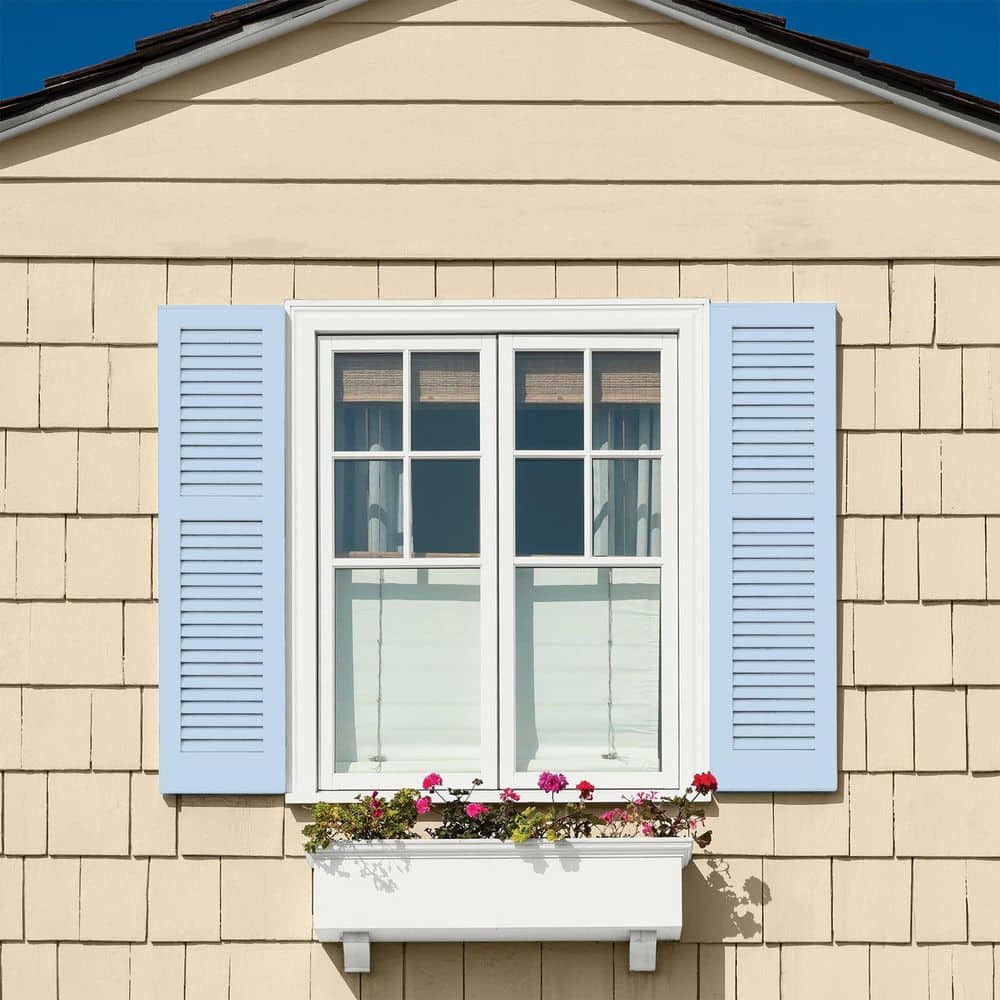 Glidden Premium 1 qt. #PPG1242-2 Touch Of Blue Satin Exterior Latex Paint (4)