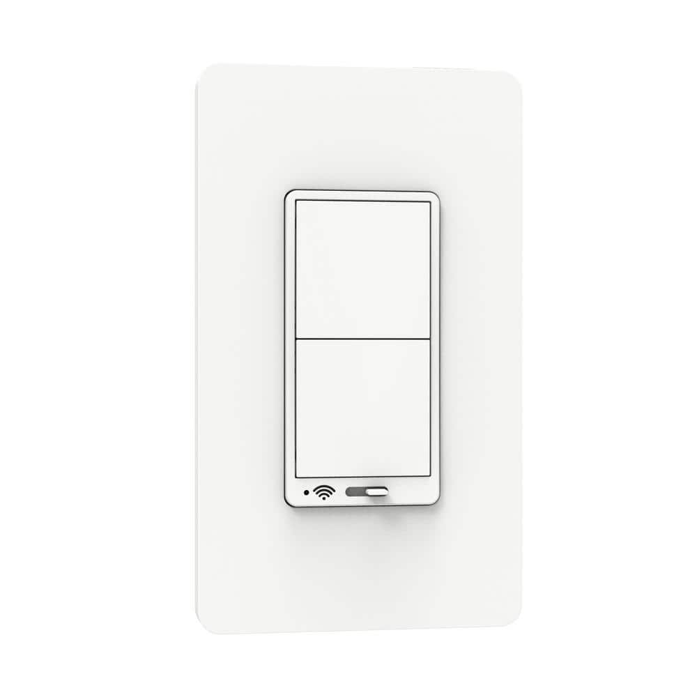 Square D X Series 15 Amp 120-Volt Dimmer Rocker Outlet 600-Watt Single Pole 3 Way Smart Wifi Matter Matte White with Wall Plate