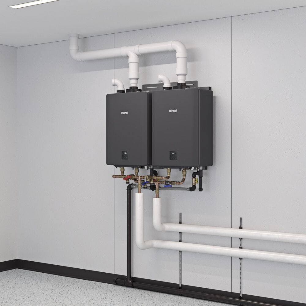 Rinnai TRX Interior Wall Mount 2-Unit Tankless Water Heater System (3)