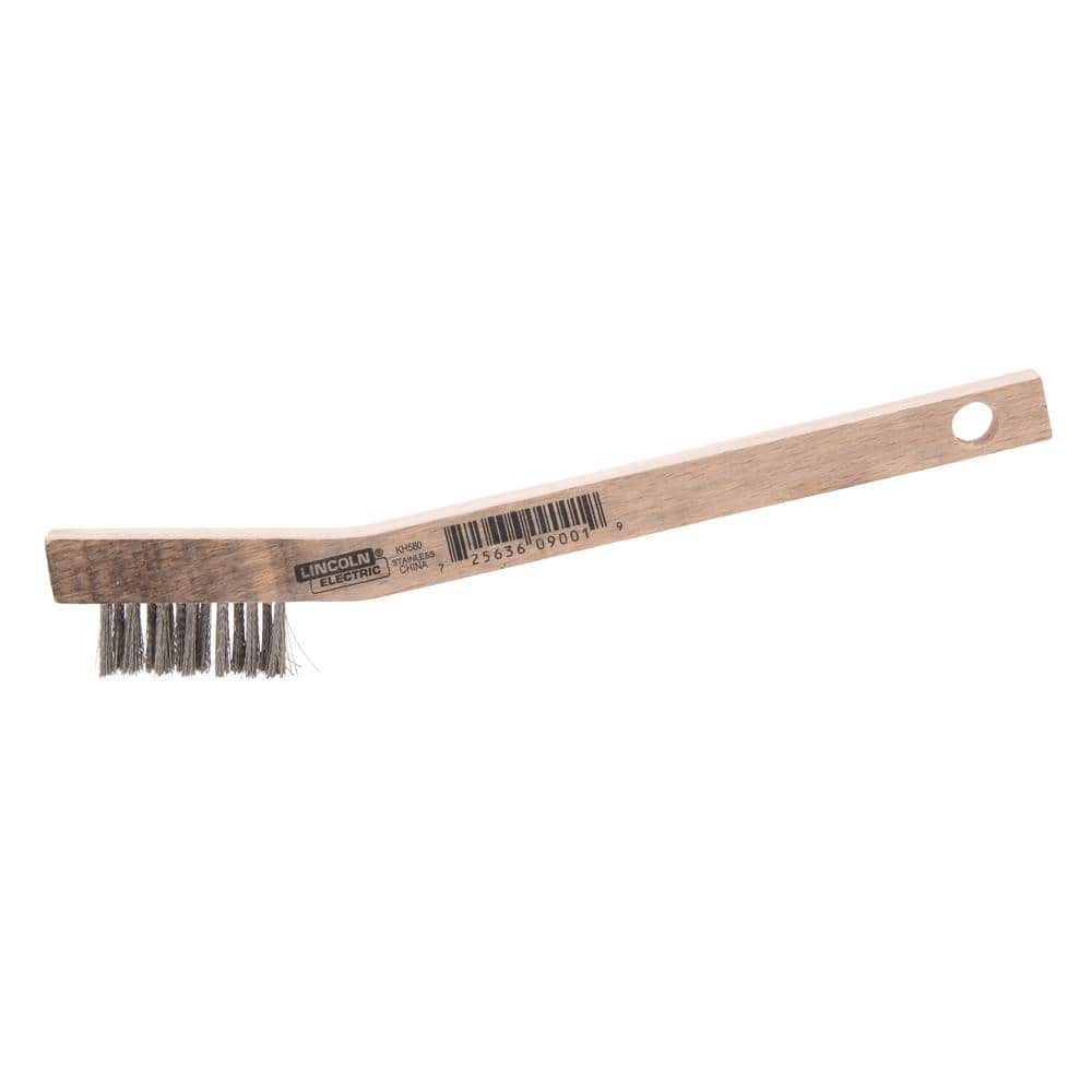 Lincoln Electric 8 in. Long Wooden Handled Stainless Steel Welding Wire Brush (.3 in. x 1.6 in. Bristle Area 3 x 7 Row) (2)