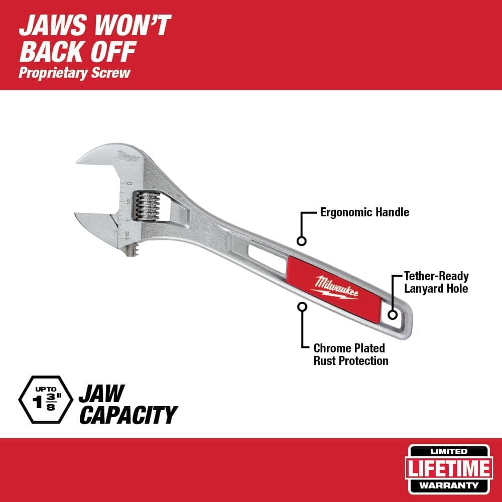 Milwaukee 6 in. and 10 in. 2-Piece Adjustable Wrench Set (4)