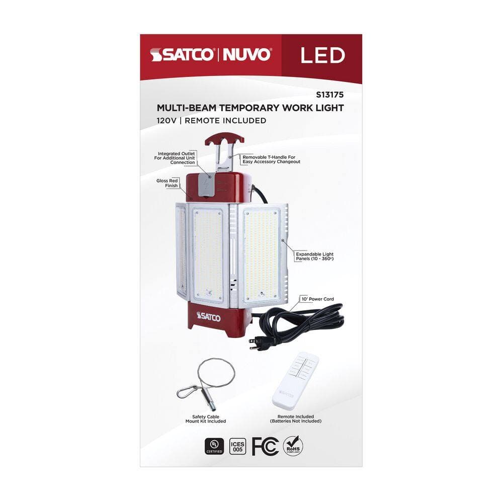 SATCO 30/70/100/120-Watt 120 Volt Integrated LED Red Work Light with Remote; 5000K CCT 19,820 Lumens (3)