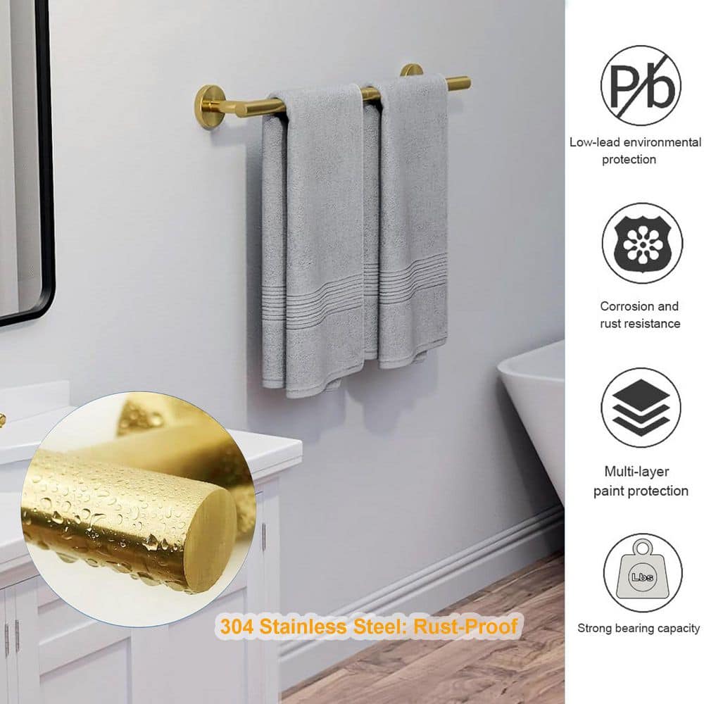 ruiling Stainless Steel Wall Mounted Towel Bar Brushed Gold (3)