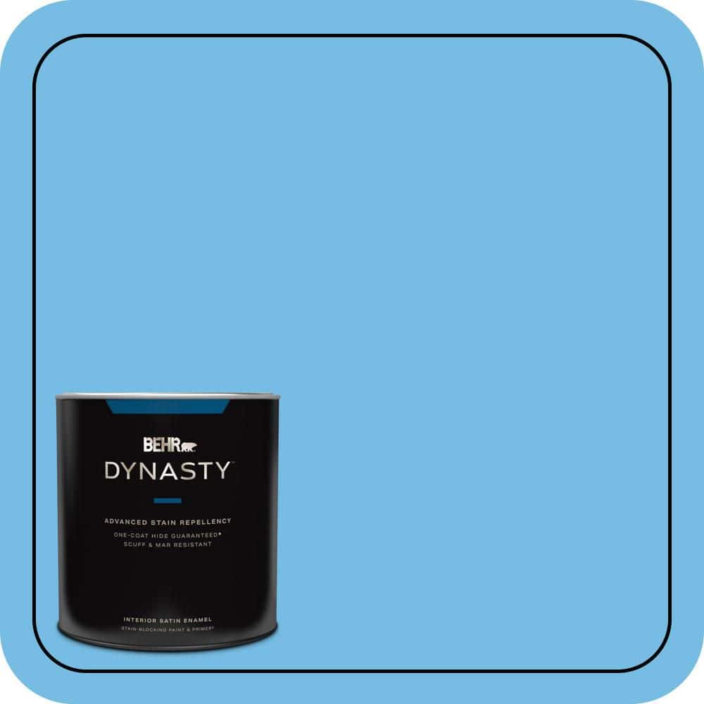BEHR DYNASTY 1 qt. #550B-4 Costa Rica Blue Satin Enamel Interior Stain-Blocking Paint & Primer