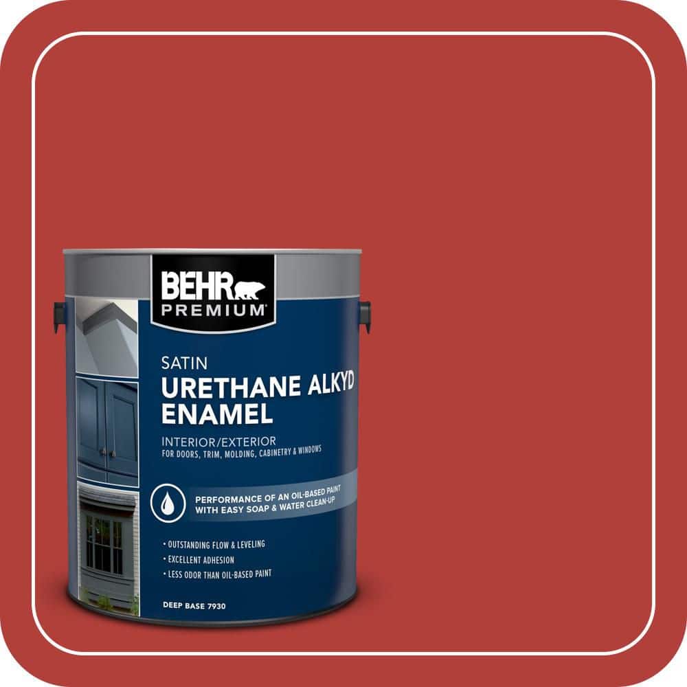BEHR PREMIUM 1 gal. #170B-7 Red Tomato Urethane Alkyd Satin Enamel Interior/Exterior Paint