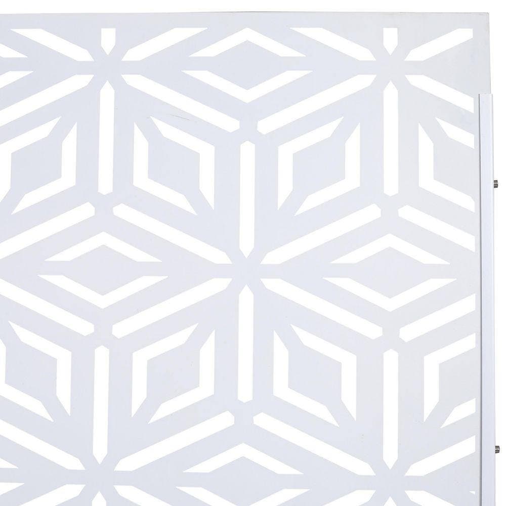 Unbranded Outdoor and Indoor 6.3 ft. x 4 ft. Freestanding Decorative Privacy Fence Screen White Metal for Garden Fence (3)