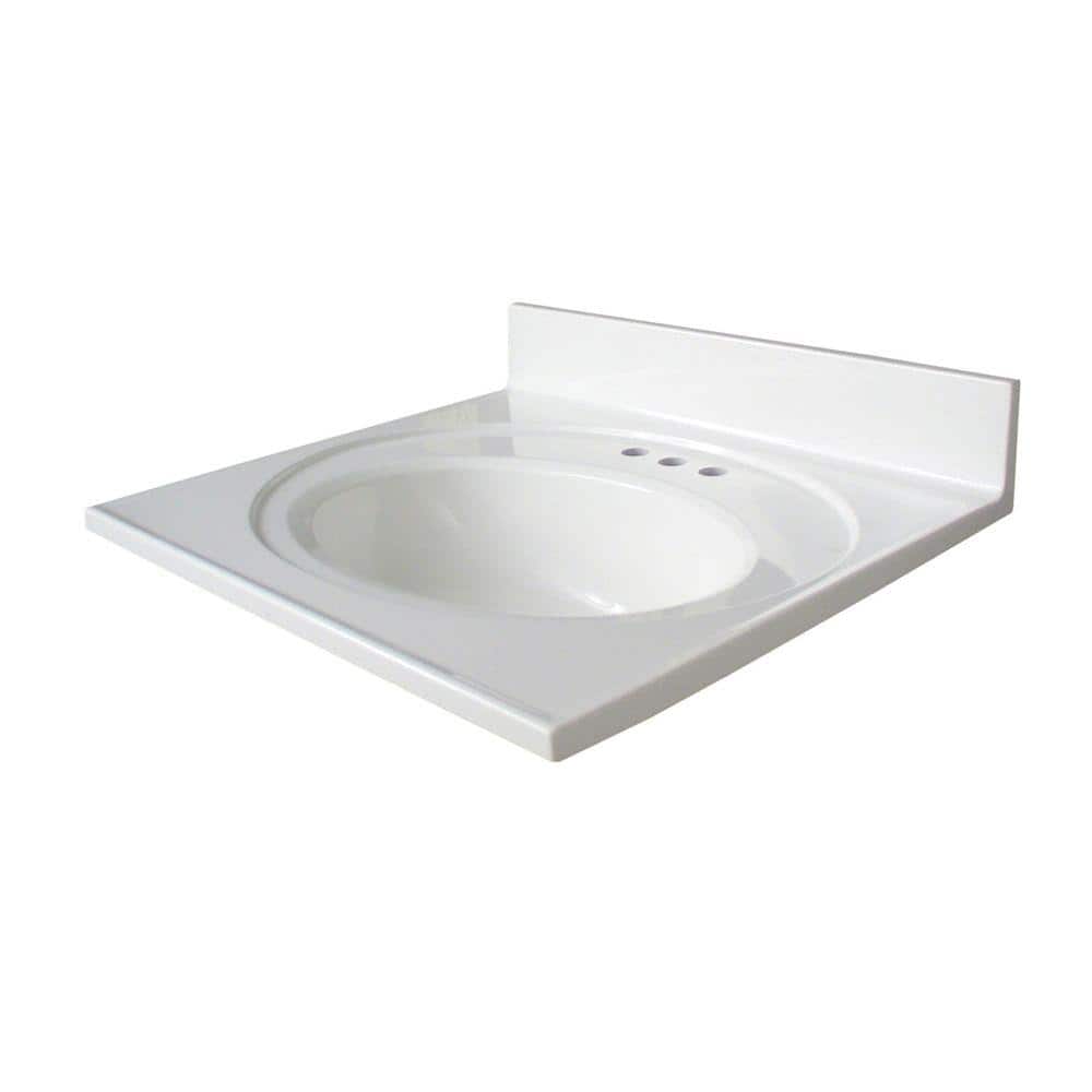 Glacier Bay Newport 37 in. W 22 in. D Cultured Marble Round Single Sink Vanity Top