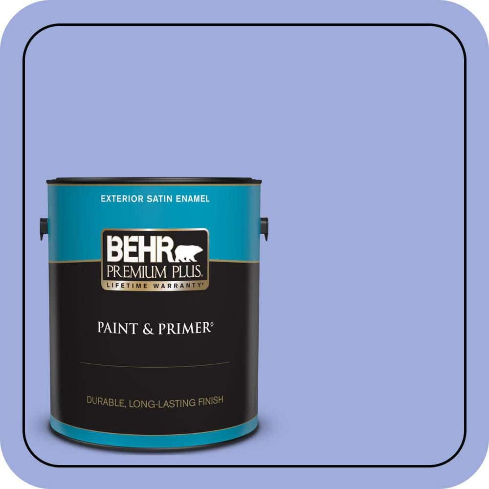 BEHR PREMIUM PLUS 1 gal. #P540-4 Lavender Sky Satin Enamel Exterior Paint & Primer