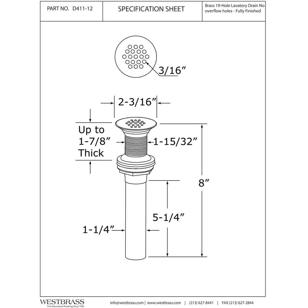 Belle Foret Grid Strainer Lavatory Drain without Overflow Holes (2)