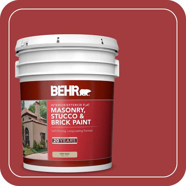 BEHR 5 gal. #PFC-03 Red Baron Flat Interior/Exterior Masonry, Stucco and Brick Paint (2)