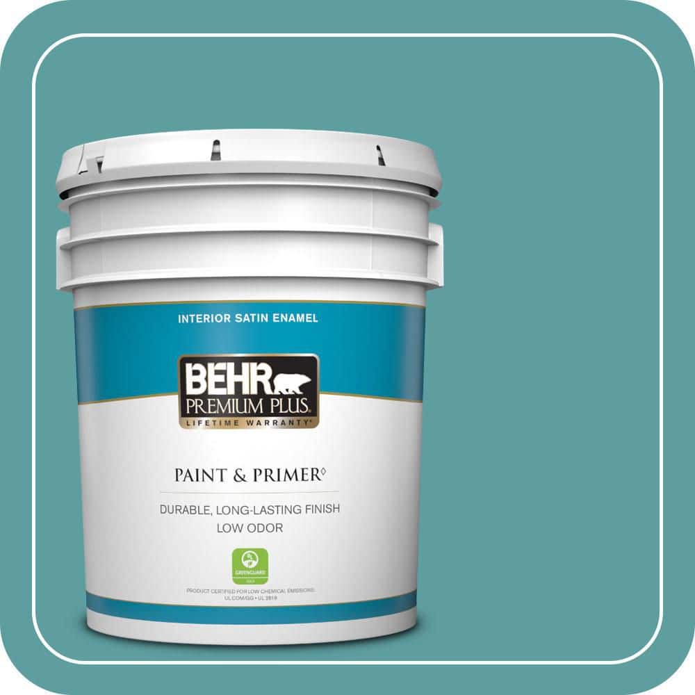 BEHR PREMIUM PLUS 5 gal. #PPU13-05 Bali Bliss Satin Enamel Low Odor Interior Paint & Primer