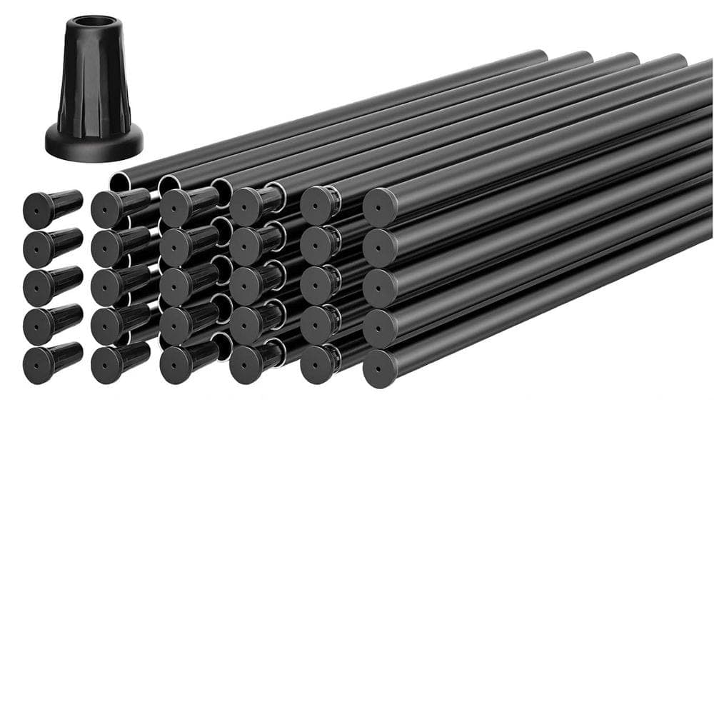 Afoxsos 37 in. x 6 in. W Black Aluminum Stair Railing Kit with Connectors, 30-Pack Round Deck Balusters (1)