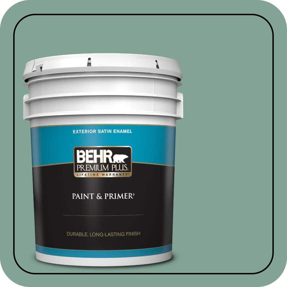 BEHR PREMIUM PLUS 5 gal. #470F-4 Aspen Aura Satin Enamel Exterior Paint & Primer