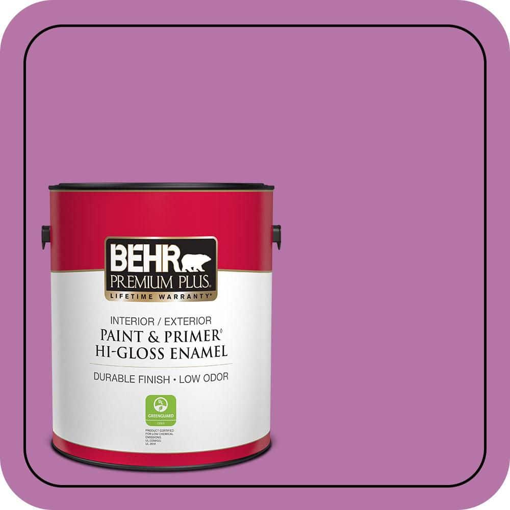 BEHR PREMIUM PLUS 1 gal. #P110-5A Eccentric Magenta Hi-Gloss Enamel Interior/Exterior Paint & Primer (1)