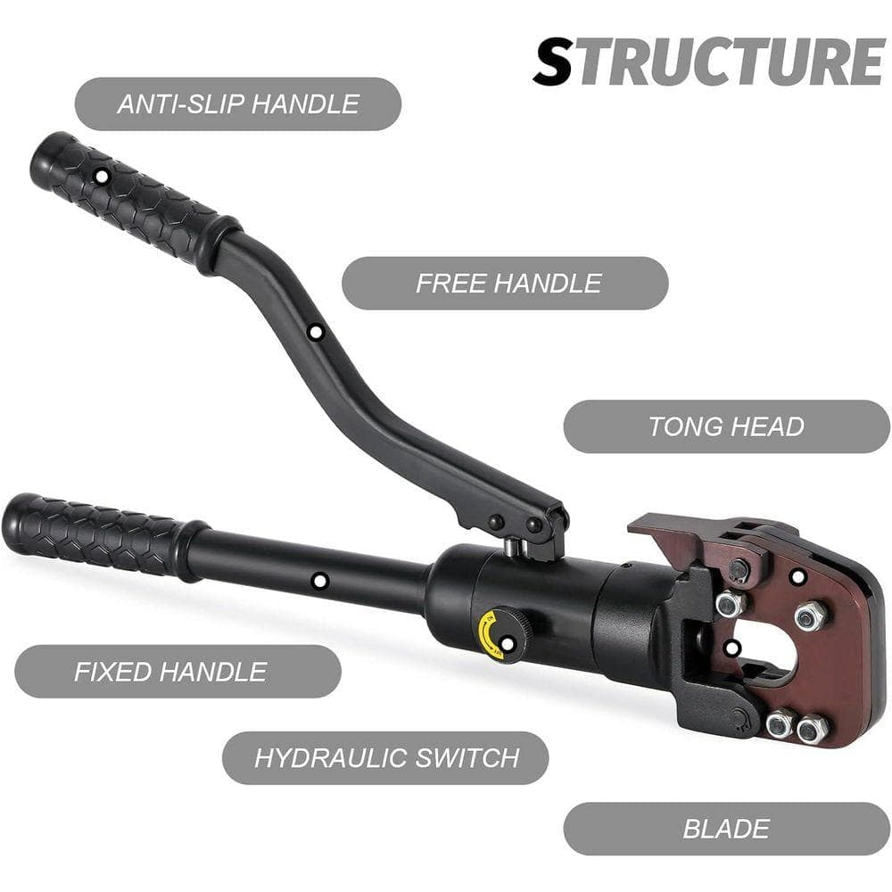 KIWDZFU Hydraulic Cable Rebar ACSR Cutter Manual Steel Bar Shear Heavy Duty 60KN Cutting Tool for Reinforced Concrete (3)