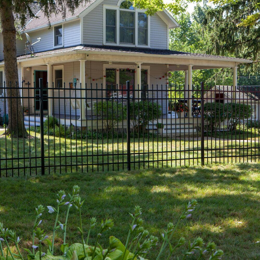 Barrette Outdoor Living Cascade Standard-Duty 6 ft. H x 6 ft. W Black Aluminum Pre-Assembled Fence Panel (2)