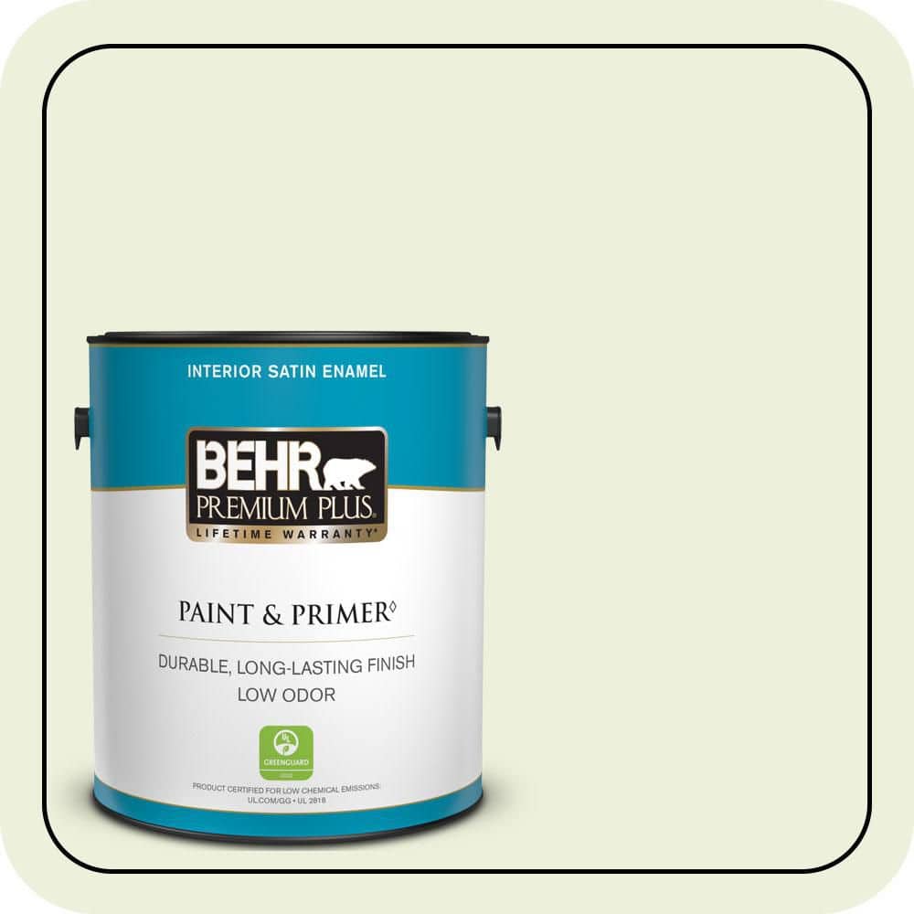 BEHR PREMIUM PLUS 1 gal. #P370-1 Moths Wing Satin Enamel Low Odor Interior Paint & Primer