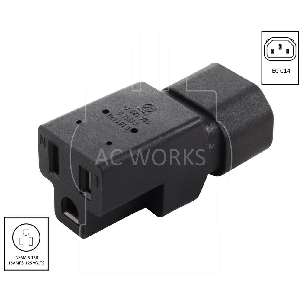 AC WORKS IEC C14/SHEET E to U.S. Household NEMA 5-15R Connector (2)