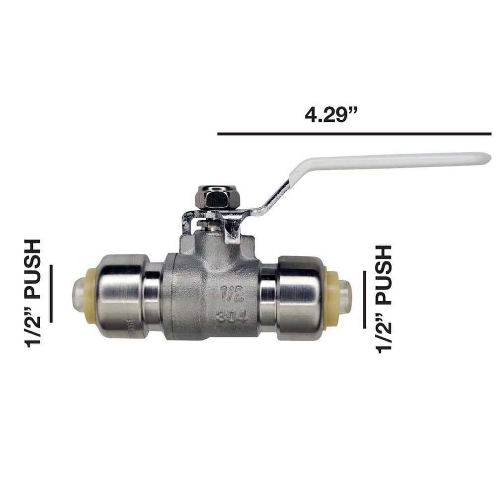 Everbilt 1/2 in. Push-To-Connect x 1/2 in. Push-To-Connect Stainless Steel Ball Valve (4)