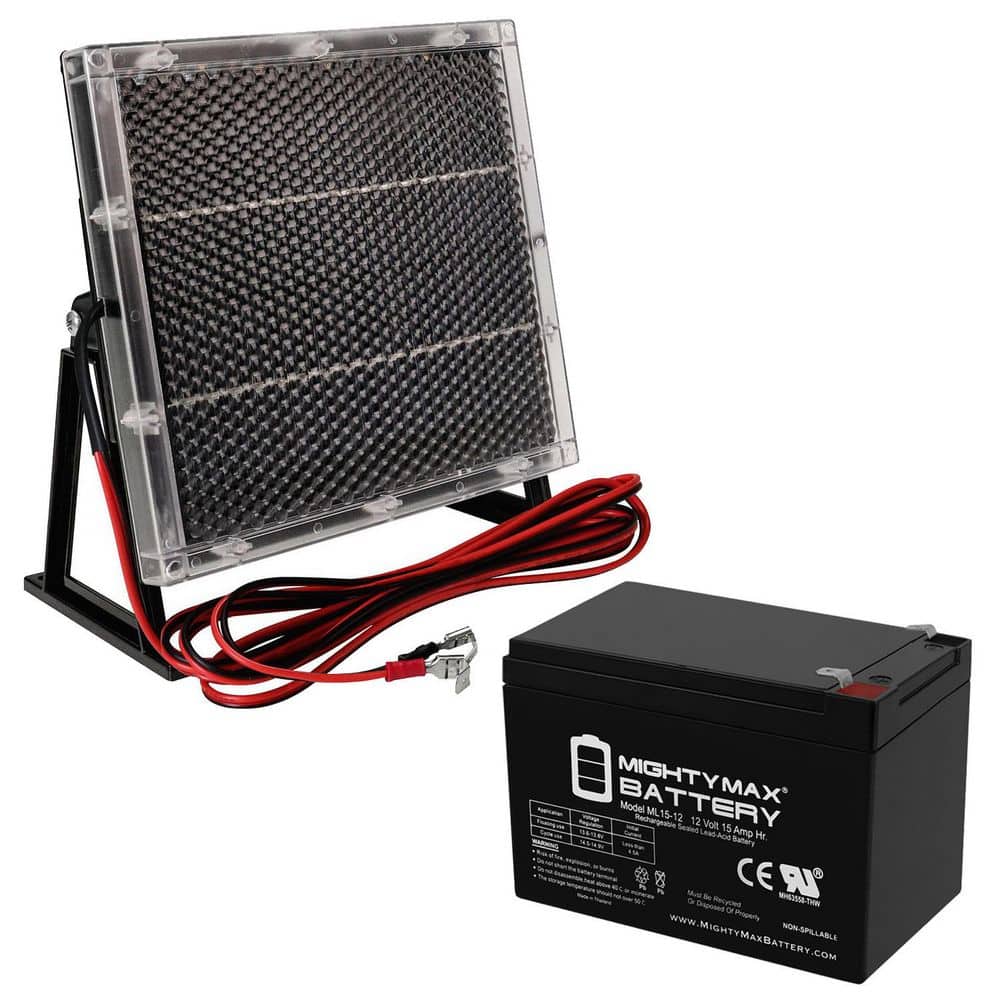 MIGHTY MAX BATTERY 12 Volt 15 AH F2 SLA Battery With 12V Solar Panel Charger (1)