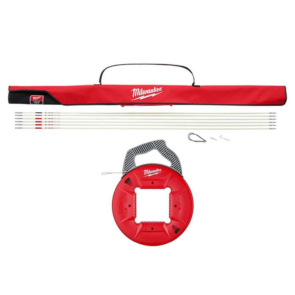 Milwaukee 30 ft. Fiberglass Fish Stick Low/Mid/High Flex Combo Kit with 120 ft. x 1/8 in. Stainless Steel Fish Tape (1)