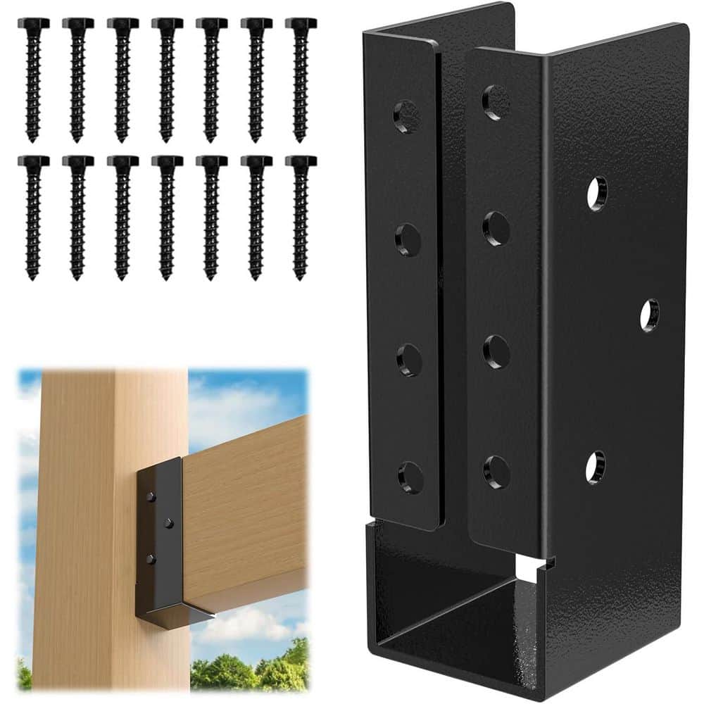 Afoxsos 2 x 6 Outdoor Concealed-Flange Joist Bracket with Screws Q235B Steel Powder Coated Mount 12-Pack (3)