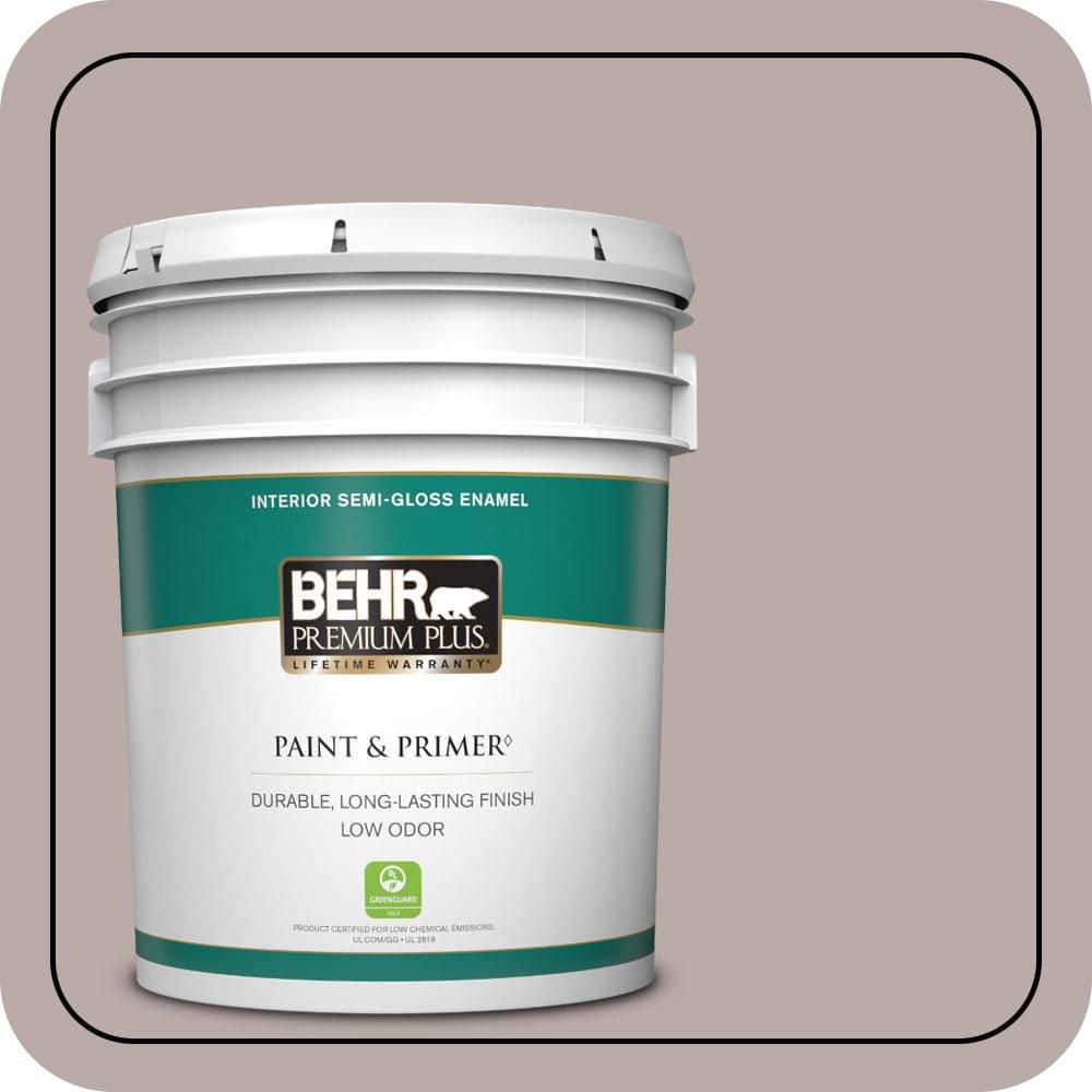 BEHR PREMIUM PLUS 5 gal. #730B-4 Winter Cocoa Semi-Gloss Enamel Low Odor Interior Paint & Primer