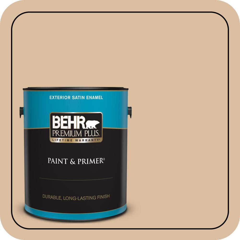 BEHR PREMIUM PLUS 1 gal. #PPU4-14 Renoir Bisque Satin Enamel Exterior Paint & Primer