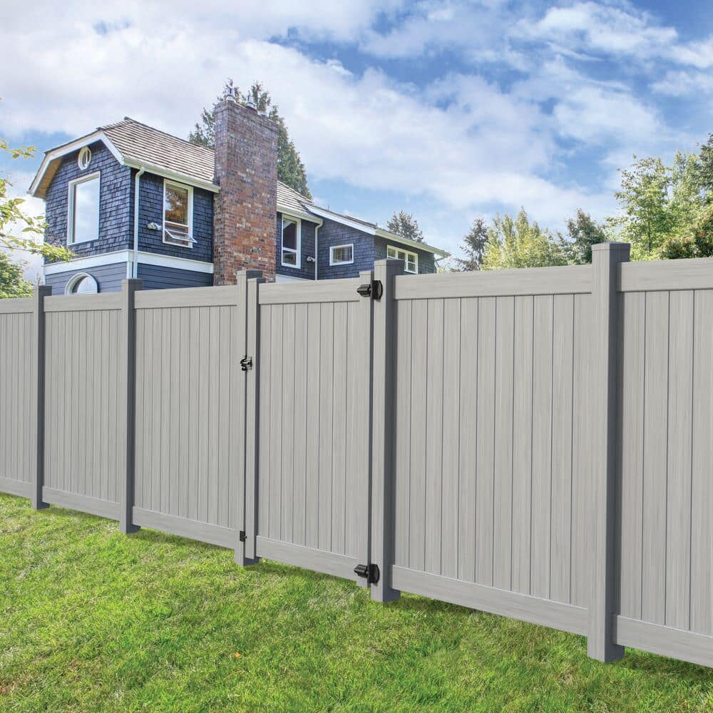 Barrette Outdoor Living Linden 5 in. x 5 in. x 108 in. Coastal Cedar Vinyl Fence Line Post (2)