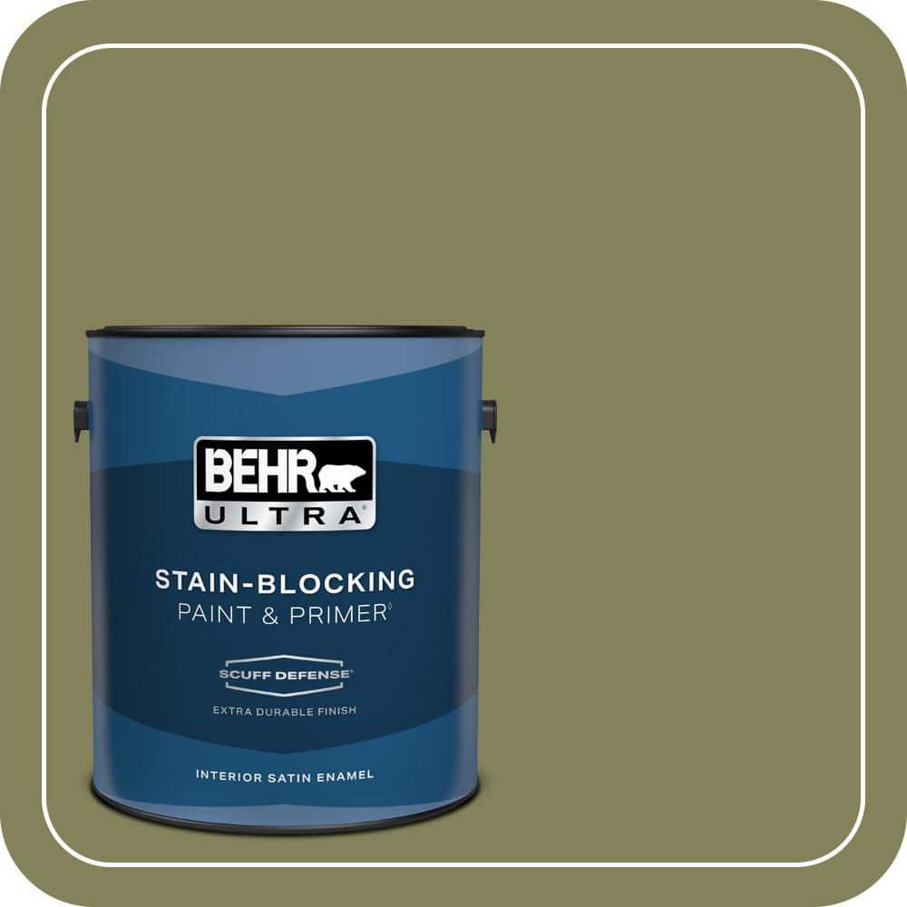BEHR ULTRA 1 gal. #PMD-47 Martini Olive Extra Durable Satin Enamel Interior Paint & Primer