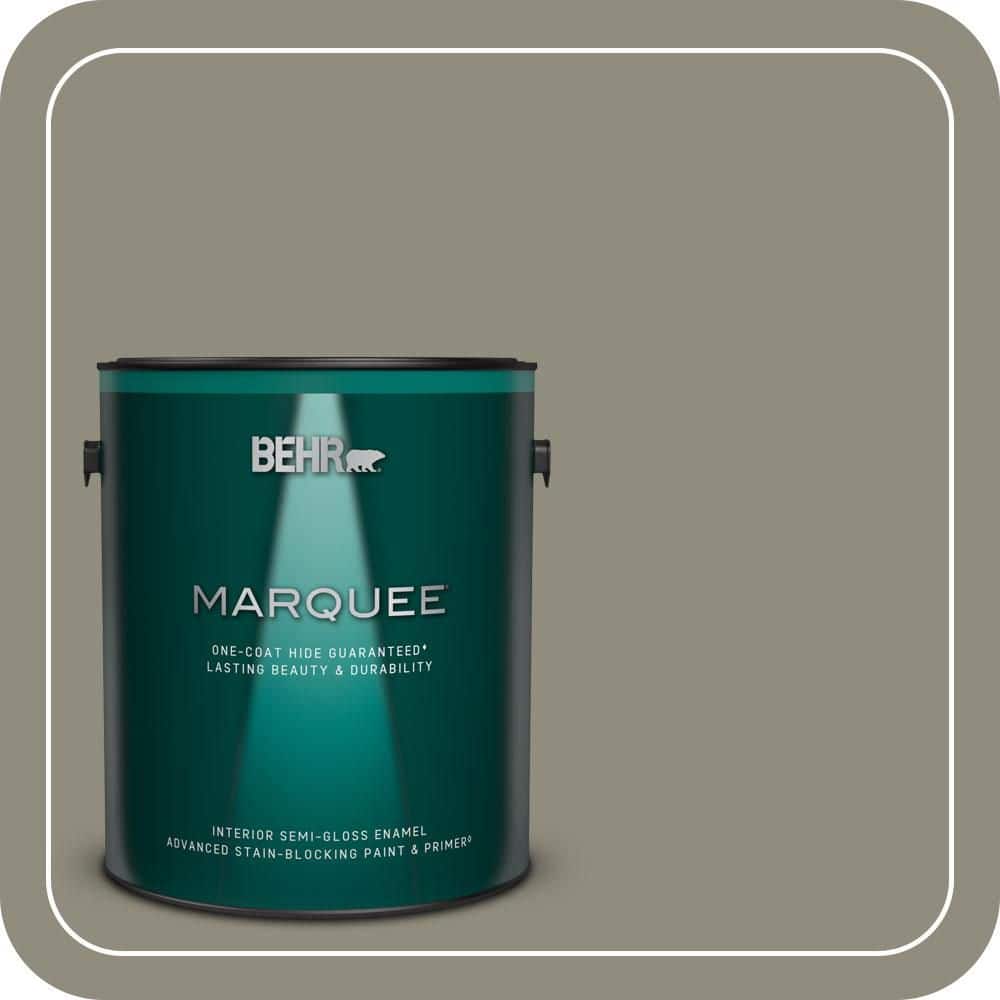 BEHR MARQUEE 1 gal. #MQ6-25 Pavement Gray One-Coat Hide Semi-Gloss Enamel Interior Paint & Primer