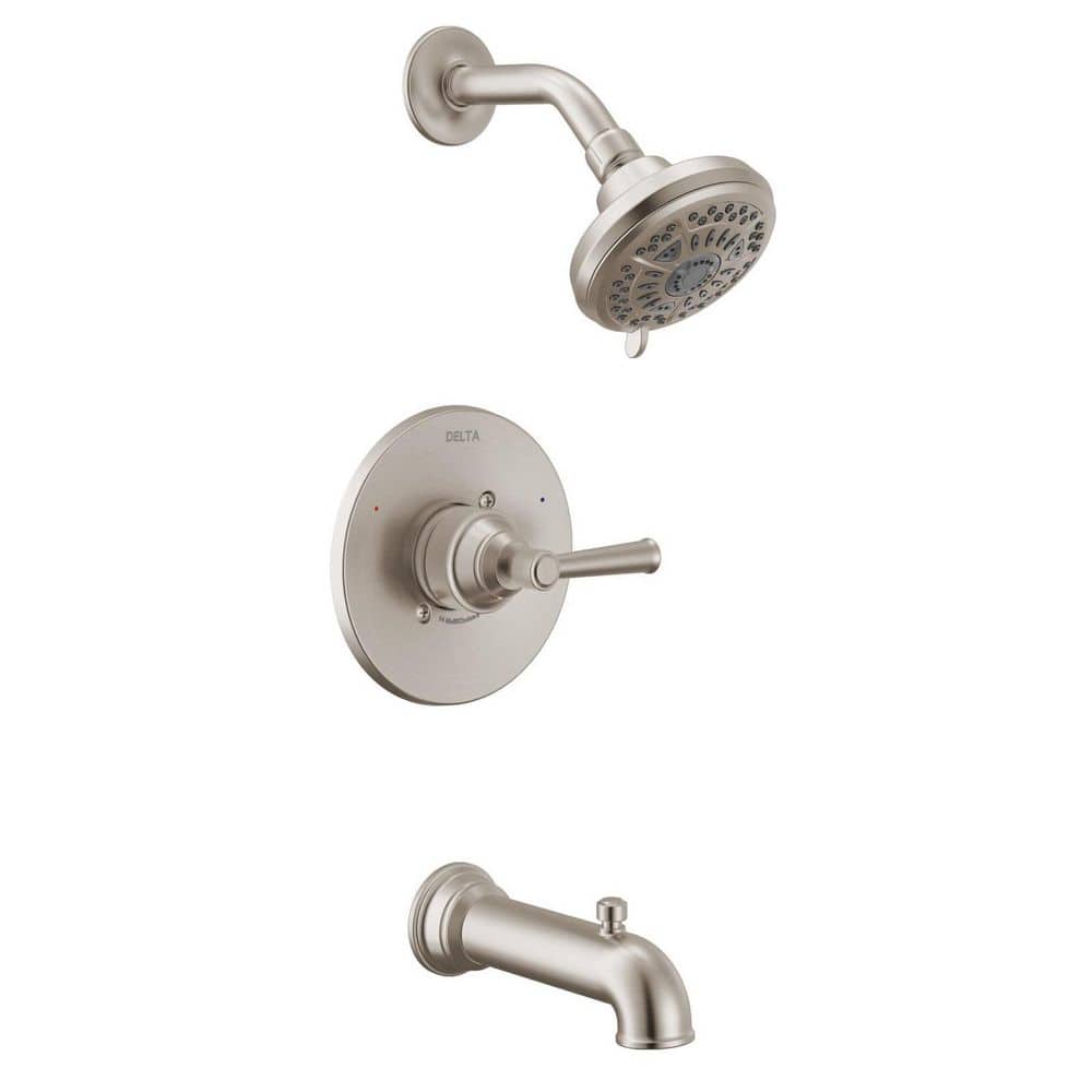 Delta Foundations Design Series Traditional Single Handle 6-Spray Tub and Shower Faucet 1.75 GPM in Stainless Valve Included