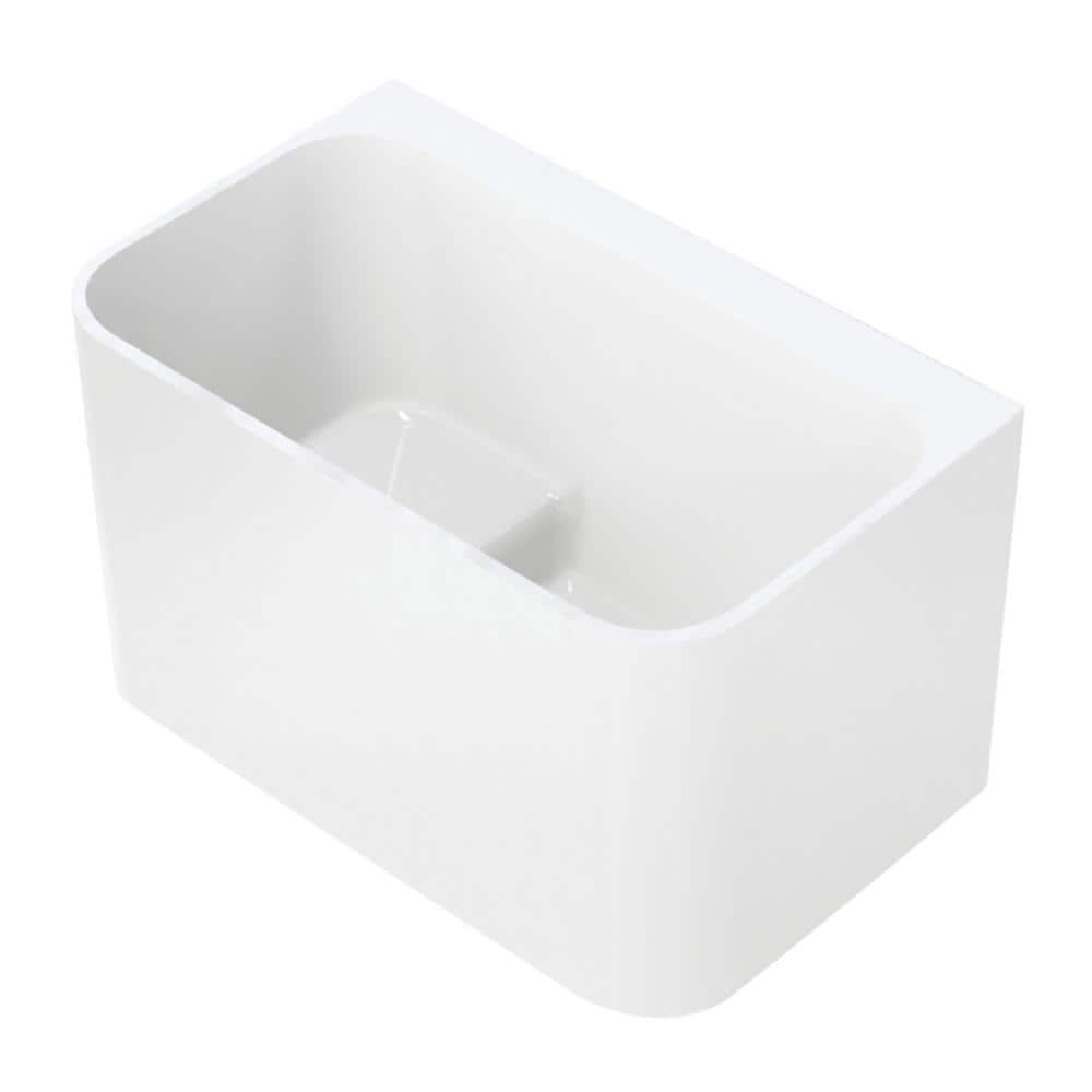 Kingston Brass Aqua Eden 47 in. x 28 in. Acrylic Freestanding Soaking Bathtub in Glossy White with Drain and Integrated Seat (1)