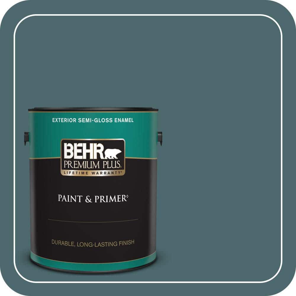 BEHR PREMIUM PLUS 1 gal. #510F-6 Solitude Semi-Gloss Enamel Exterior Paint & Primer