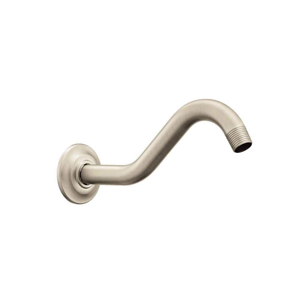 MOEN 8.75 in. Wall Mount Shepherd's Hook Shower Arm, Brushed Nickel with Flange Included (3)