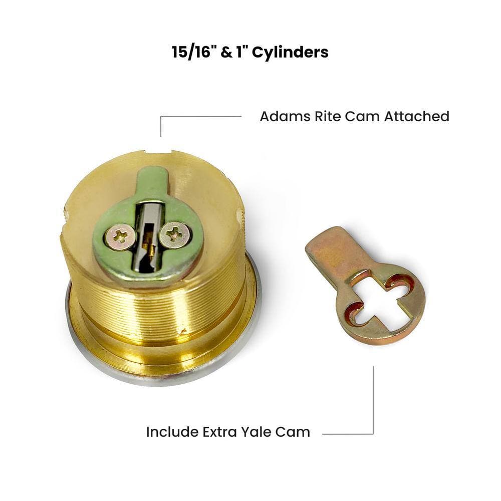 Premier Lock 1 in. Solid Brass Mortise Cylinder with Brass Finish, SC1 (Pack of 4, Keyed Alike) (2)