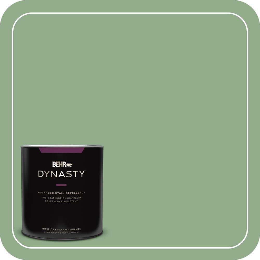 BEHR DYNASTY 1 qt. #MQ6-46 Flora Green One-Coat Hide Eggshell Enamel Interior Stain-Blocking Paint and Primer