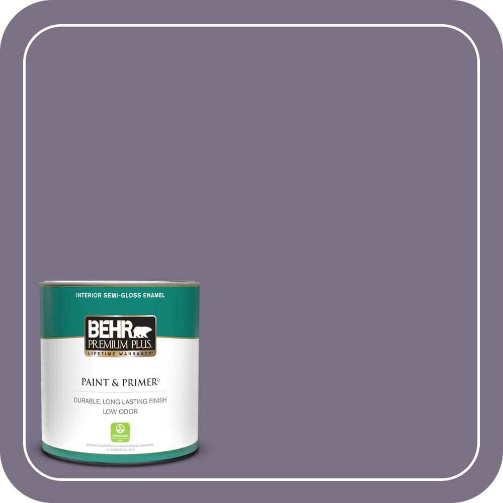 BEHR PREMIUM PLUS 1 qt. #660F-6 Peruvian Violet Semi-Gloss Enamel Low Odor Interior Paint & Primer