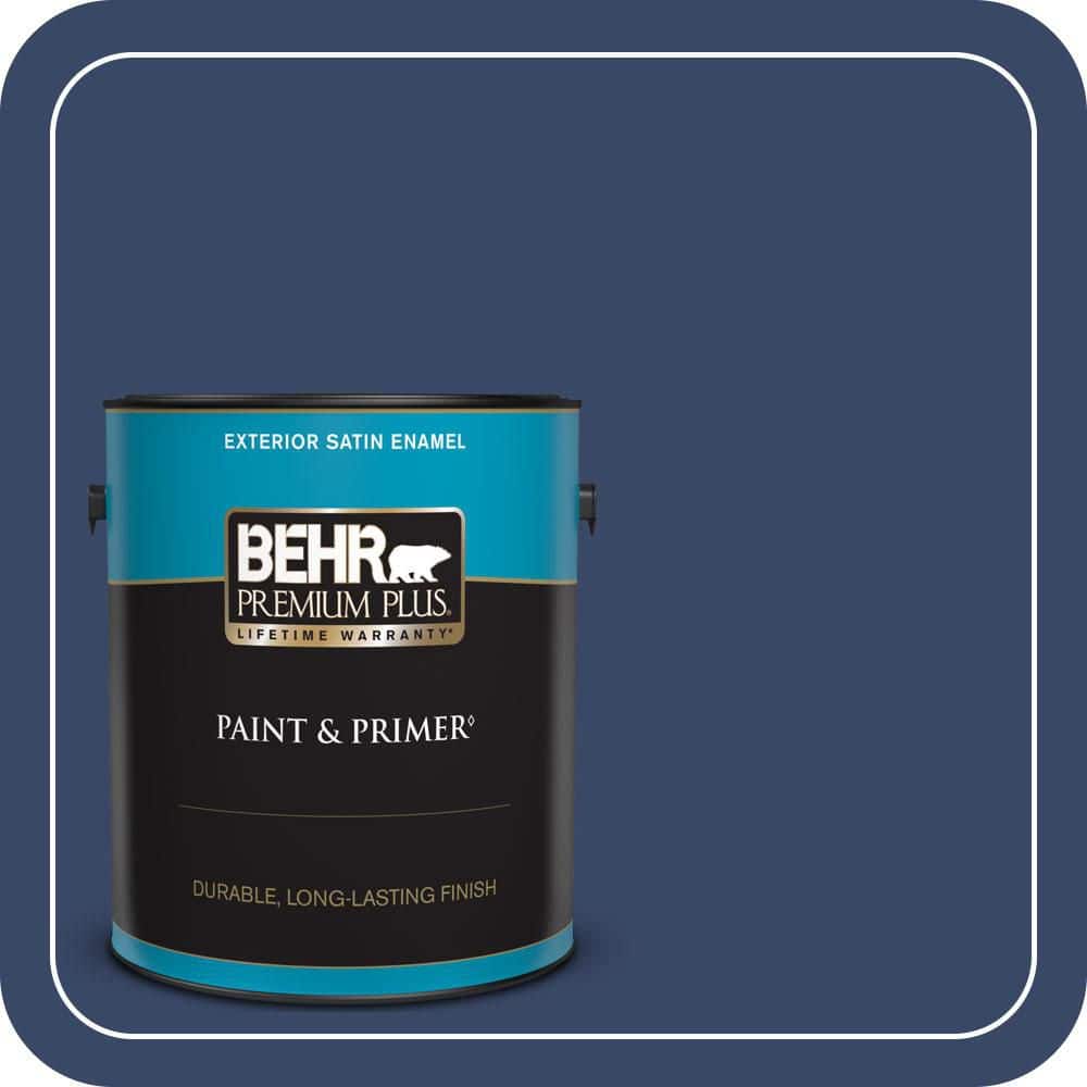BEHR PREMIUM PLUS 1 gal. #MQ5-14 Bon Nuit Satin Enamel Exterior Paint & Primer