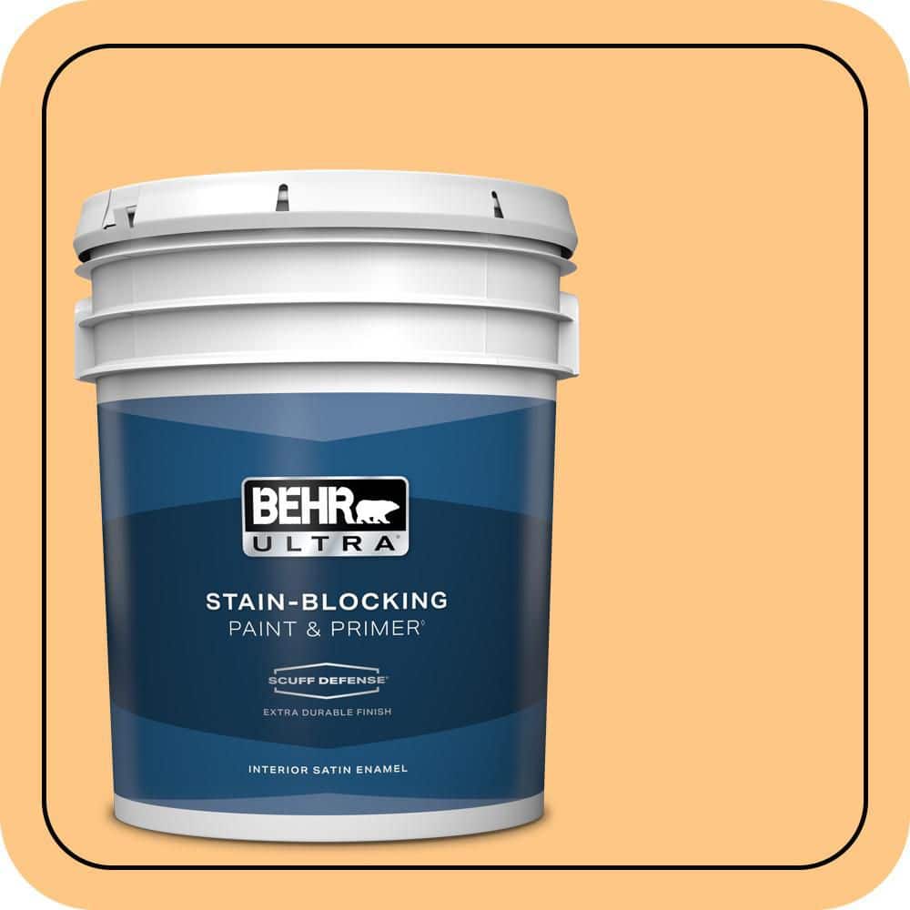 BEHR ULTRA 5 gal. #P240-4 Mango Tango Extra Durable Satin Enamel Interior Paint & Primer