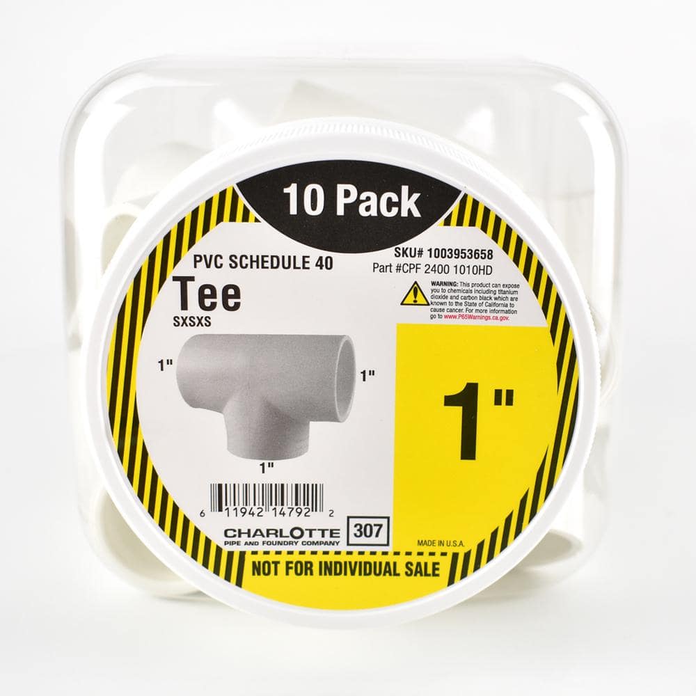 Charlotte Pipe 1 in. PVC S x S x S Tee Pro Pack (10-Pack)
